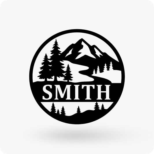 Last Name Mountain View Wall Metal Art