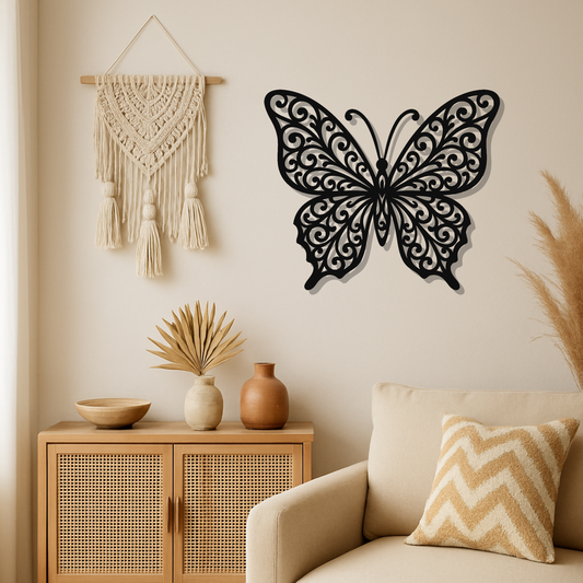 Butterfly Scrollwork Metal Sign